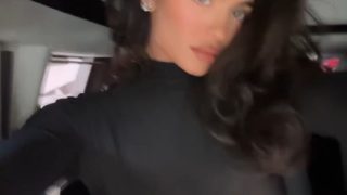 Kylie Jenner Tits Black Sheer Top